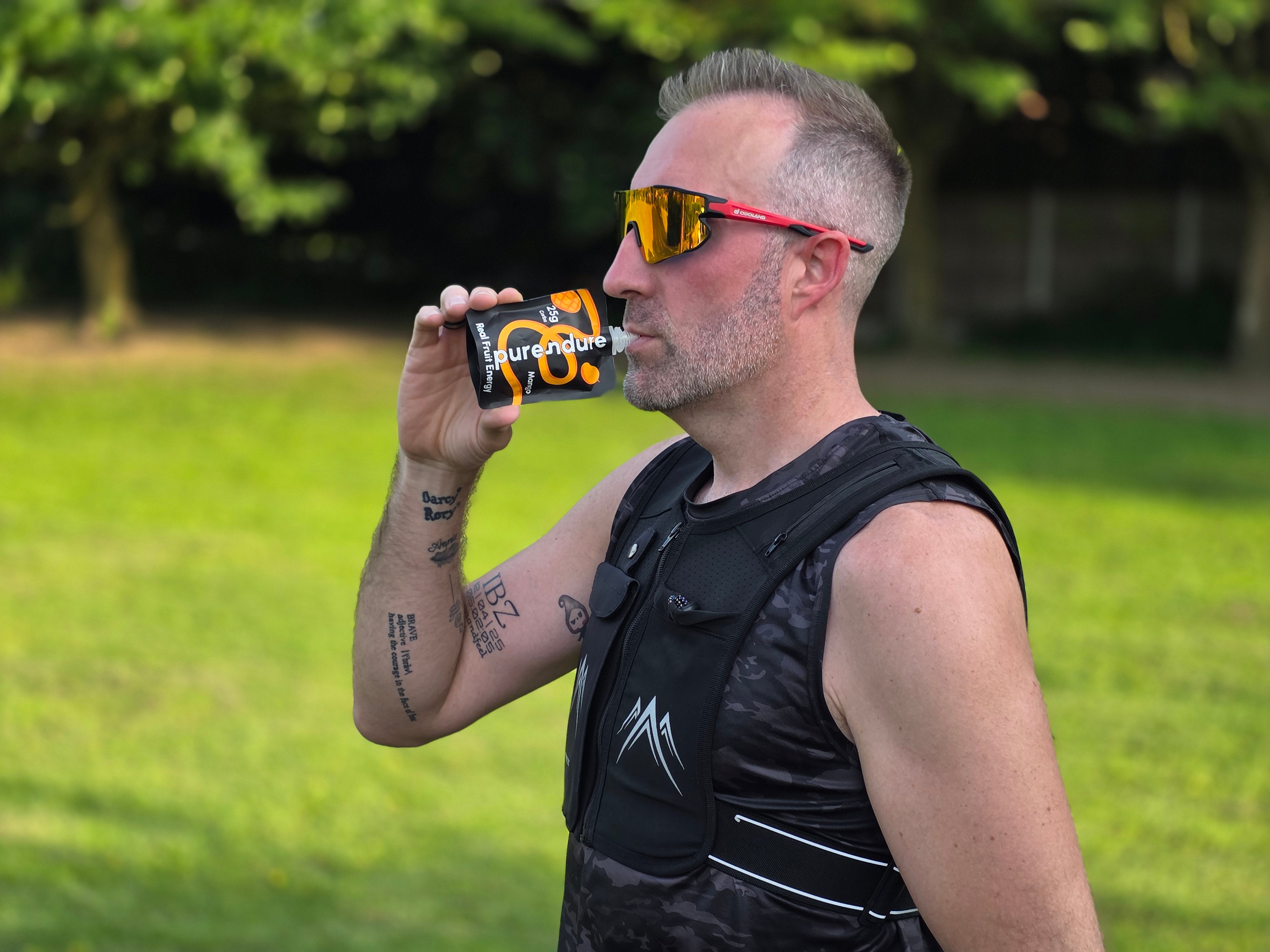 marathon runner with an purendure natural energy gel